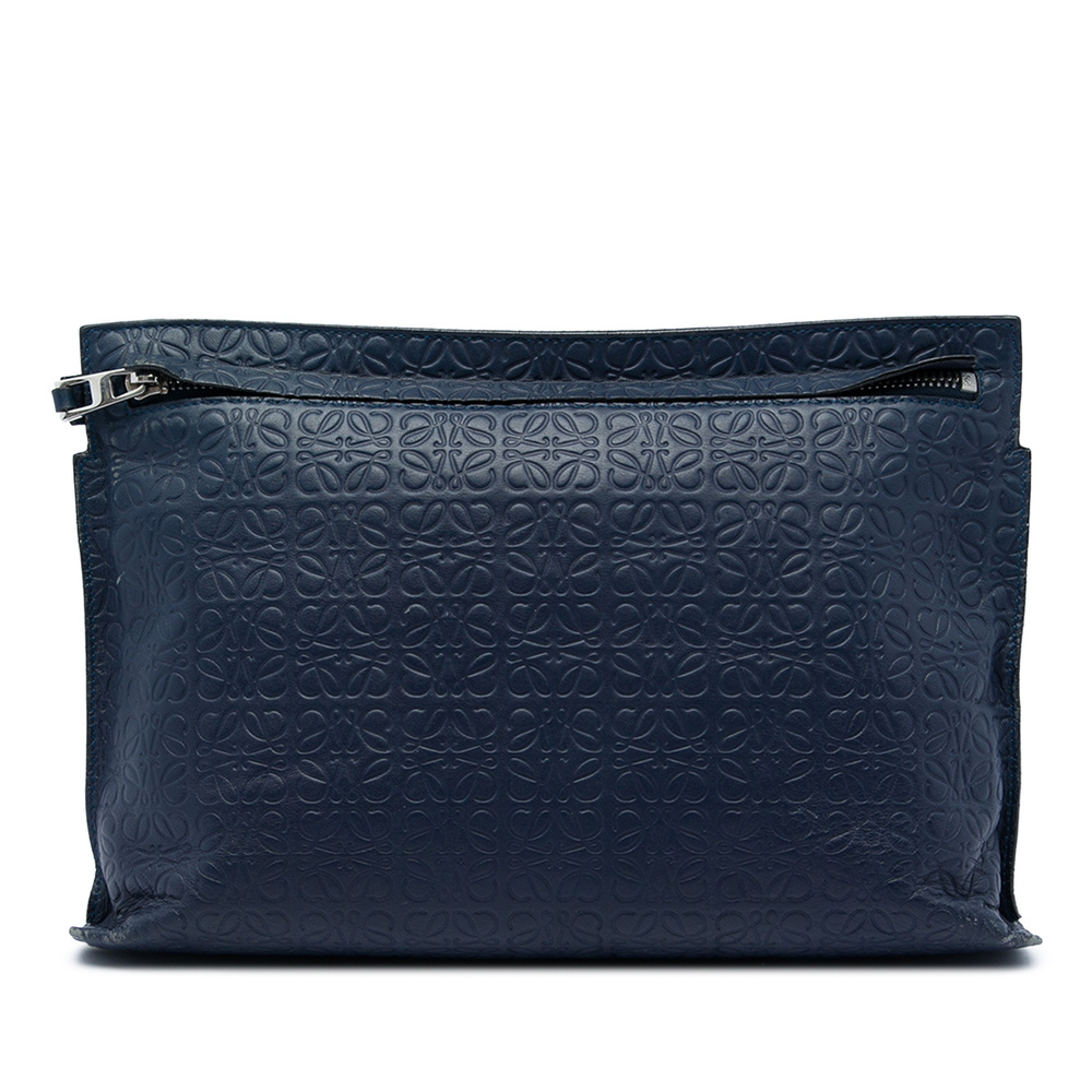 Pre-Loved LOEWE Embossed Anagram Leather Repeat T Clutch
